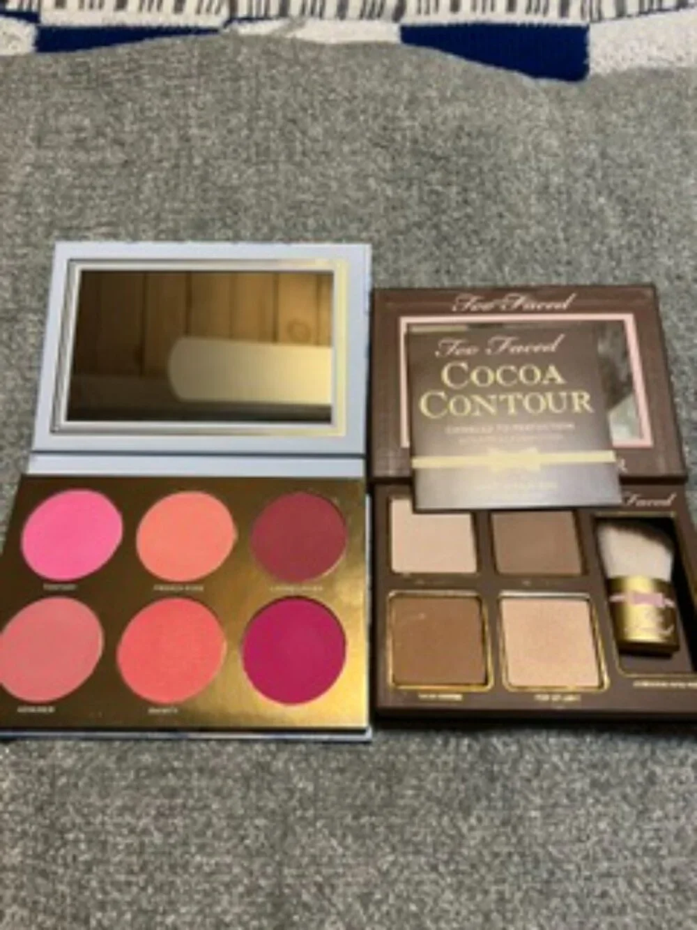 NWOB Too Faced Cocoa Contour Palette/ brush & Jaclyn Rouge Romance Blush Palette